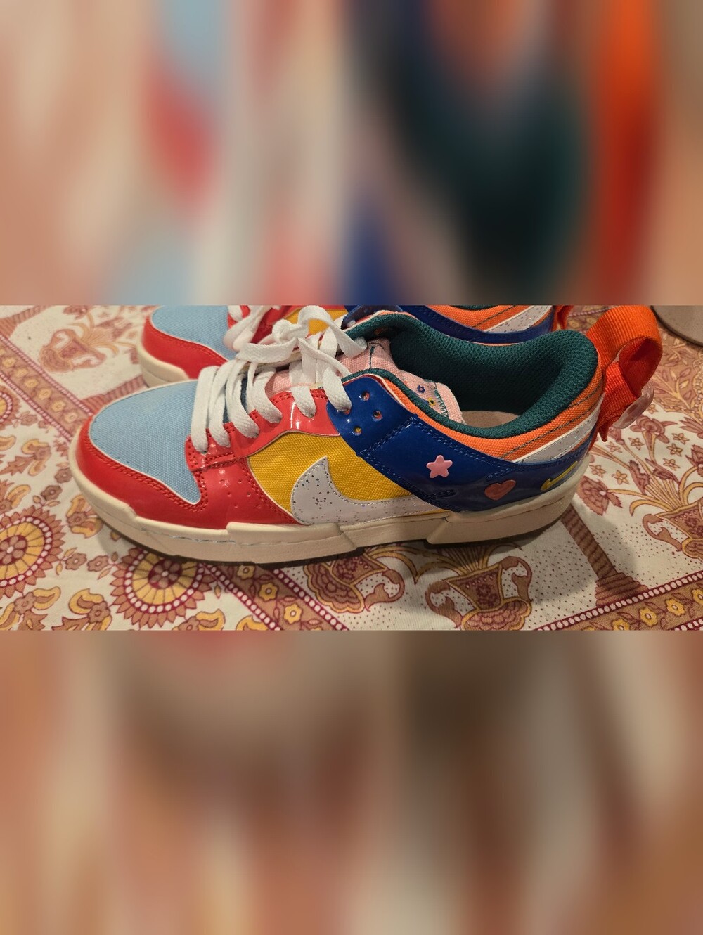 Colorful Nike Sneakers with Star & Heart Accents